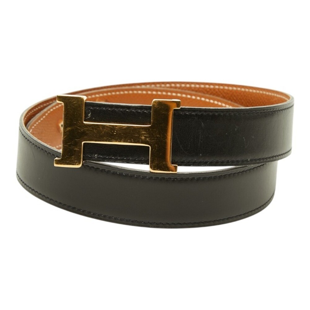 Hermes Constance H-belt, reversible belt, size 70, brown/black with gold hard...